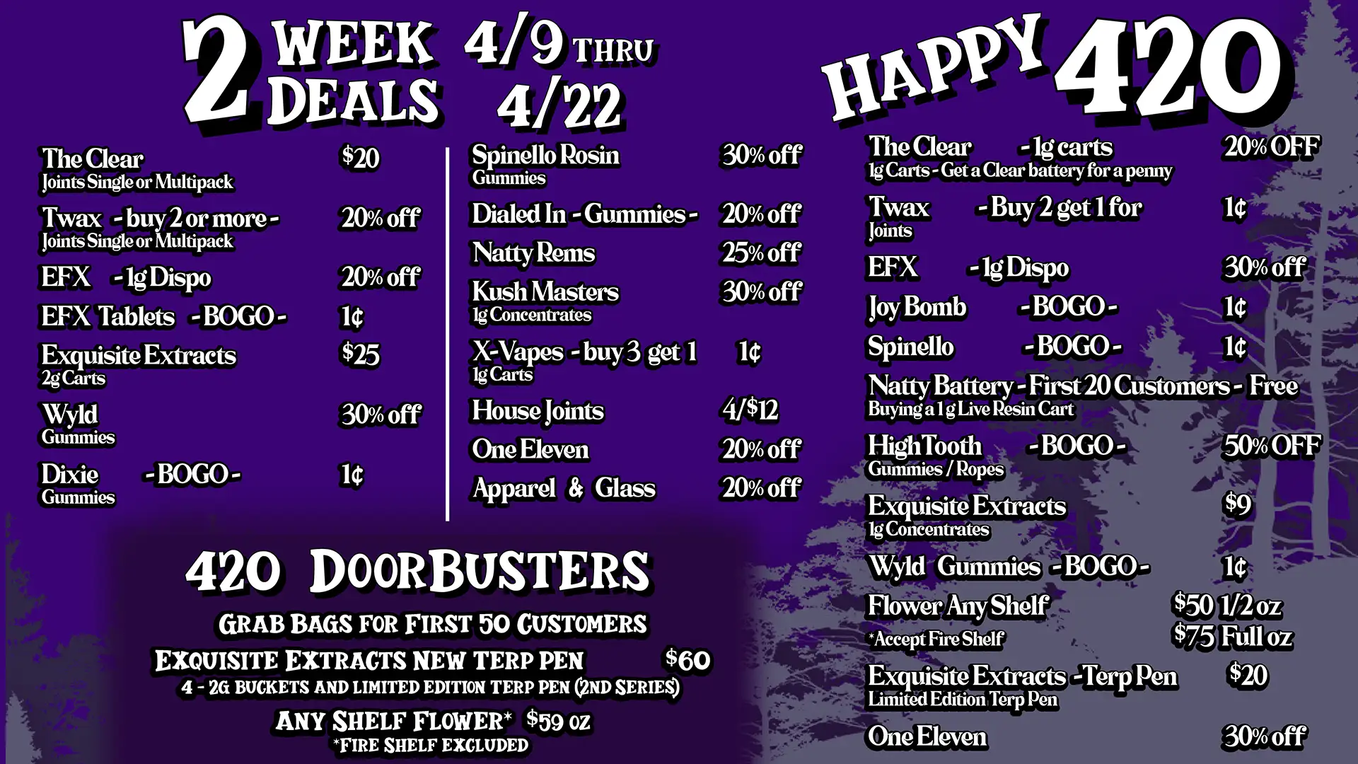 Max-out specials :: 2-week Deals :: 420 Deals